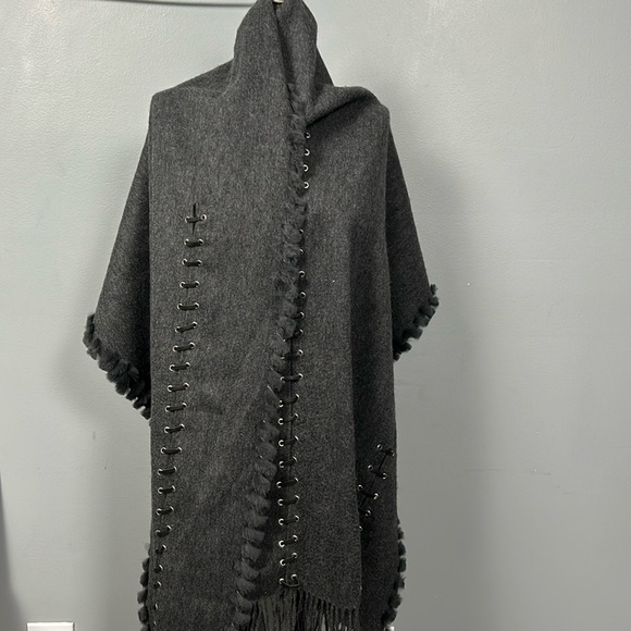 Cashmere Wool Blend Large Fringe Scarf Wrap - Picture 3 of 16